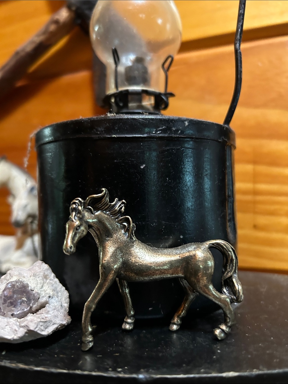 NONchalant Metallic Bronze Horse Accent Statue with Subtle Silver Highlights